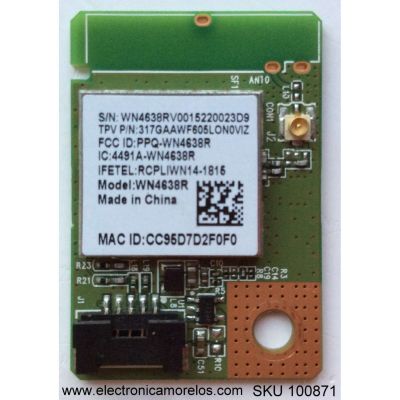 MODULO DE WIFI VIZIO WN4638R / 317GAAWF605LON0VIZ / MODELO D32-D1 LTTUUKAR